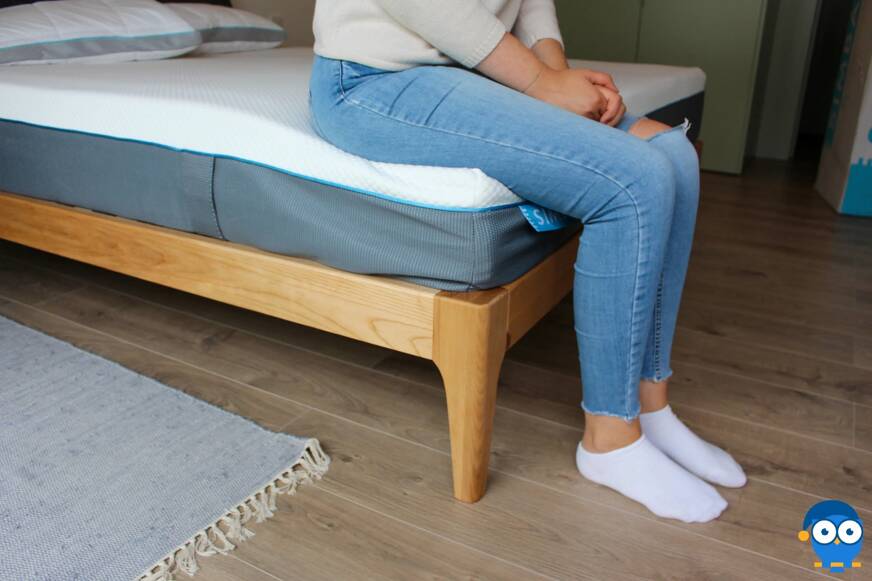 Sitting on the Simba mattress